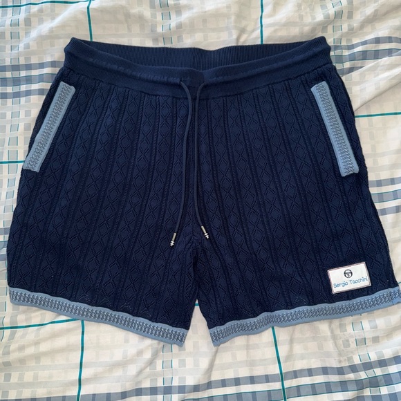 Authentic Sergio Tacchini Navy Blue Knit Shorts - Picture 1 of 3